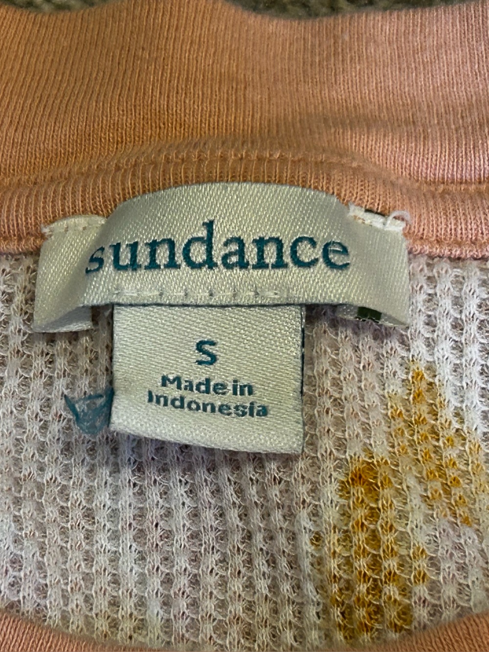 Sundance Waffle Knit Paisley Thermal Top Small 100% Cotton Boho - Picture 4 of 8